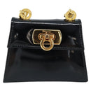 Salvatore Ferragamo Pouch Gancini Bag Patent leather Black Gold Auth bs33884-2
