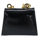 Salvatore Ferragamo Pouch Gancini Bag Patent leather Black Gold Auth bs33884-3
