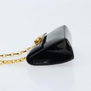 Salvatore Ferragamo Pouch Gancini Bag Patent leather Black Gold Auth bs33884-5