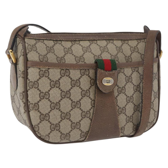 GUCCI GG Supreme Web Sherry Line Bag PVC Beige Gold 14 02 032 Auth bs33886