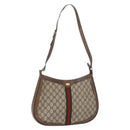 GUCCI GG Supreme Web Sherry Line Bag PVC Beige Gold 72 02 019 Auth bs33887-1