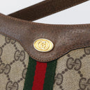 GUCCI GG Supreme Web Sherry Line Bag PVC Beige Gold 72 02 019 Auth bs33887-17