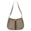 GUCCI GG Supreme Web Sherry Line Bag PVC Beige Gold 72 02 019 Auth bs33887-13