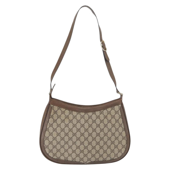 GUCCI GG Supreme Web Sherry Line Bag PVC Beige Gold 72 02 019 Auth bs33887