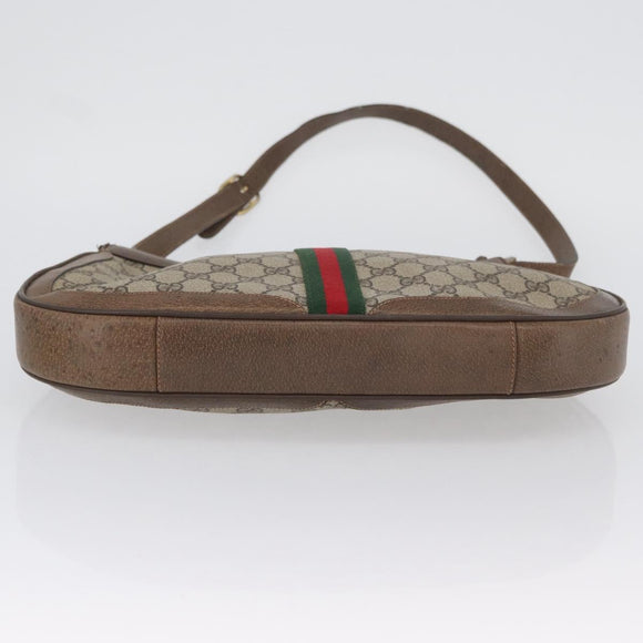 GUCCI GG Supreme Web Sherry Line Bag PVC Beige Gold 72 02 019 Auth bs33887