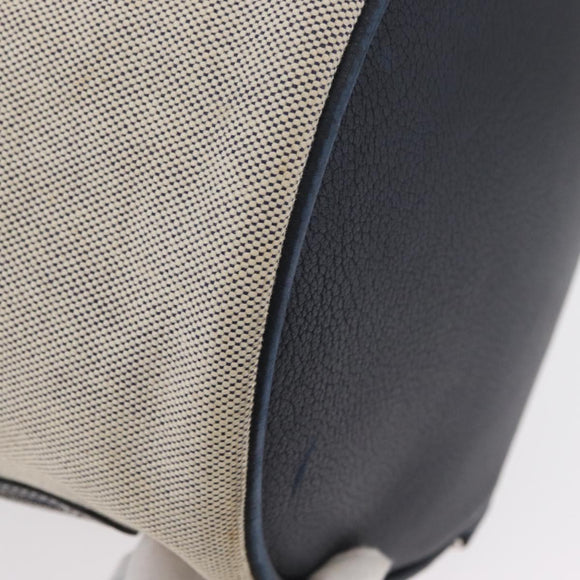 HERMES Sac Marine Receive Schoudertas Canvas Marineblauw Zilver Auth bs33890
