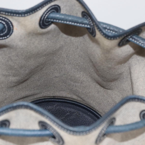 HERMES Sac Marine Receive Schoudertas Canvas Marineblauw Zilver Auth bs33890