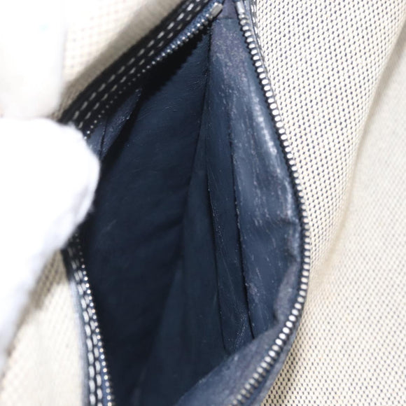 HERMES Sac Marine Receive Schoudertas Canvas Marineblauw Zilver Auth bs33890