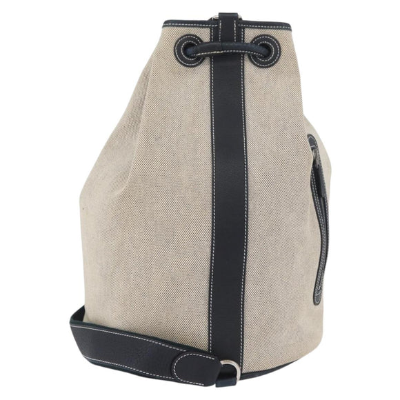 HERMES Sac Marine Receive Schoudertas Canvas Marineblauw Zilver Auth bs33890
