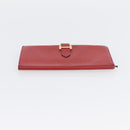 HERMES Wallet Leather 2 Set Brown Red Auth bs33891-6