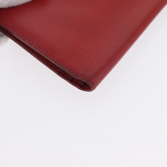 HERMES Wallet Leather 2 Set Brown Red Auth bs33891