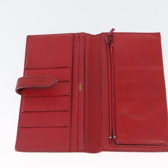 HERMES Wallet Leather 2 Set Brown Red Auth bs33891