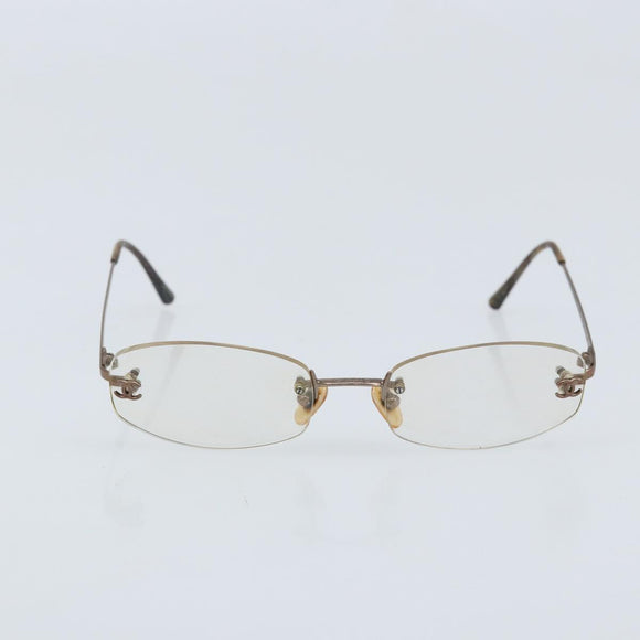 CHANEL Glasses plastic 2 Set Brown CC Auth bs33893