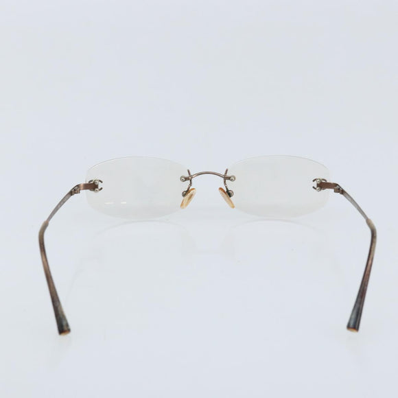 CHANEL Glasses plastic 2 Set Brown CC Auth bs33893