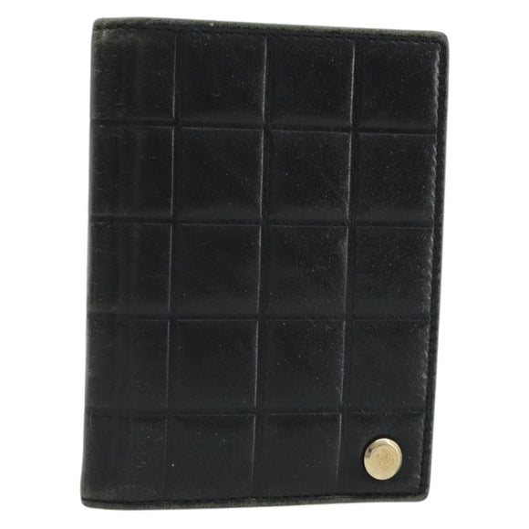 CHANEL Choco Bar Card Case Lamb Skin Black CC Auth bs33896