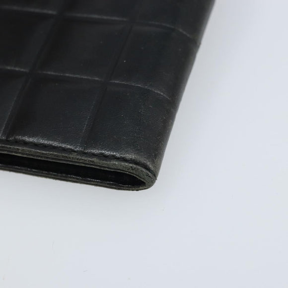 CHANEL Choco Bar Card Case Lamb Skin Black CC Auth bs33896