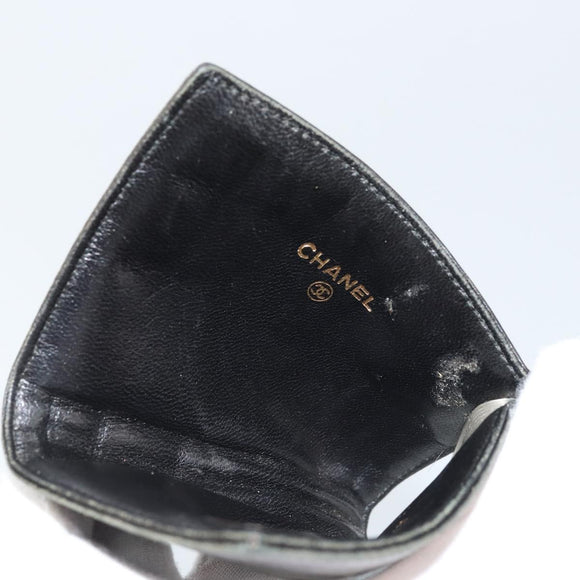 CHANEL Choco Bar Card Case Lamb Skin Black CC Auth bs33896