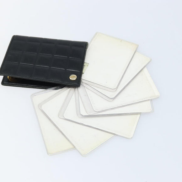 CHANEL Choco Bar Card Case Lamb Skin Black CC Auth bs33896