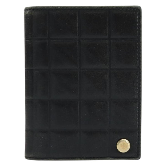 CHANEL Choco Bar Card Case Lamb Skin Black CC Auth bs33896