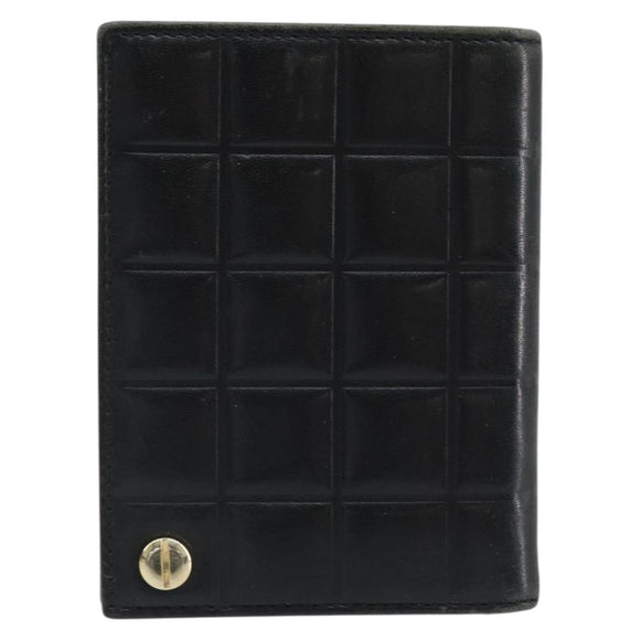 CHANEL Choco Bar Card Case Lamb Skin Black CC Auth bs33896