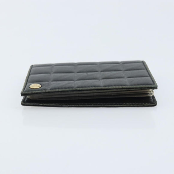 CHANEL Choco Bar Card Case Lamb Skin Black CC Auth bs33896