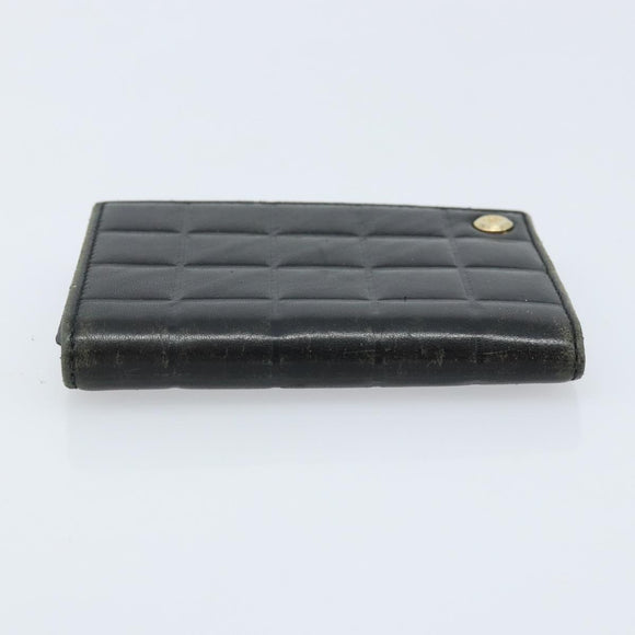 CHANEL Choco Bar Card Case Lamb Skin Black CC Auth bs33896