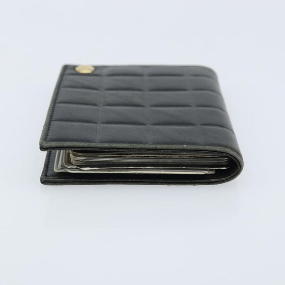 CHANEL Choco Bar Card Case Lamb Skin Black CC Auth bs33896