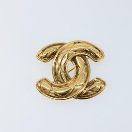 CHANEL Brooch metal Gold CC Auth bs33898 - 0