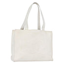 CHANEL Tote Bag Caviar Skin White Gold CC Auth bs33899-1