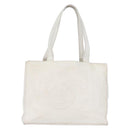 CHANEL Tote Bag Caviar Skin White Gold CC Auth bs33899-13