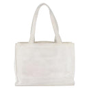 CHANEL Tote Bag Caviar Skin White Gold CC Auth bs33899-2