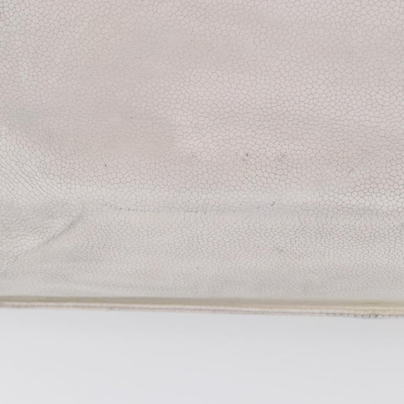 CHANEL Tote Bag Caviar Skin White Gold CC Auth bs33899