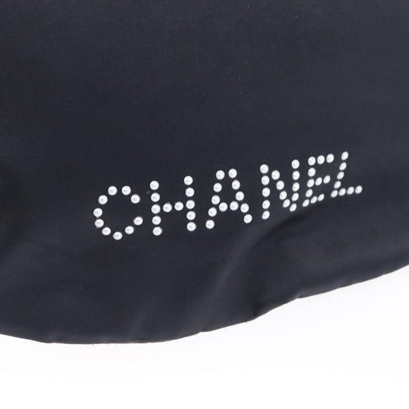 CHANEL Drawstring bag Hand Bag Satin Navy CC Auth bs33901