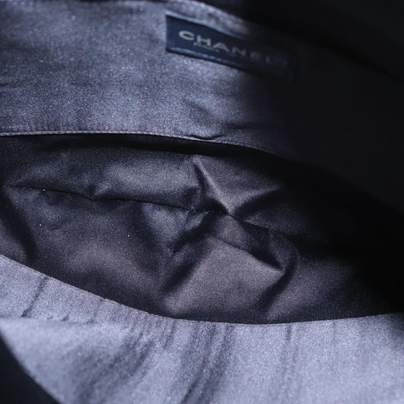 CHANEL Drawstring bag Hand Bag Satin Navy CC Auth bs33901