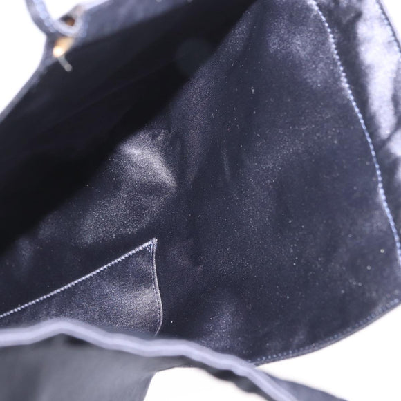 CHANEL Drawstring bag Hand Bag Satin Navy CC Auth bs33901