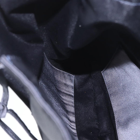 CHANEL Drawstring bag Hand Bag Satin Navy CC Auth bs33901