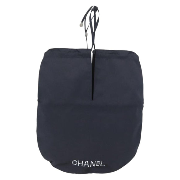 CHANEL Drawstring bag Hand Bag Satin Navy CC Auth bs33901