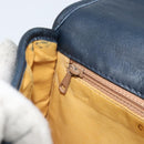 CELINE Shoulder Bag Leather Navy Gold Auth bs33902-20
