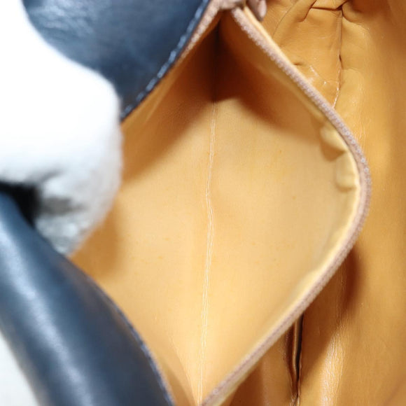 CELINE Shoulder Bag Leather Navy Gold Auth bs33902