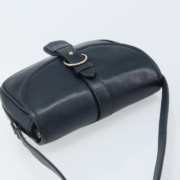 CELINE Shoulder Bag Leather Navy Gold Auth bs33902