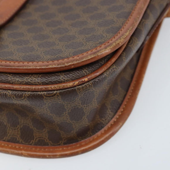 CELINE Macadam Canvas Shoulder Bag PVC Brown Gold Auth bs33903