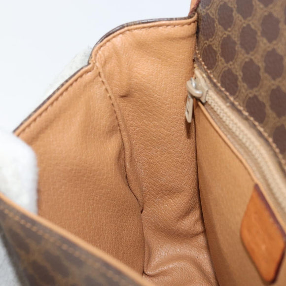 CELINE Macadam Canvas Shoulder Bag PVC Brown Gold Auth bs33903