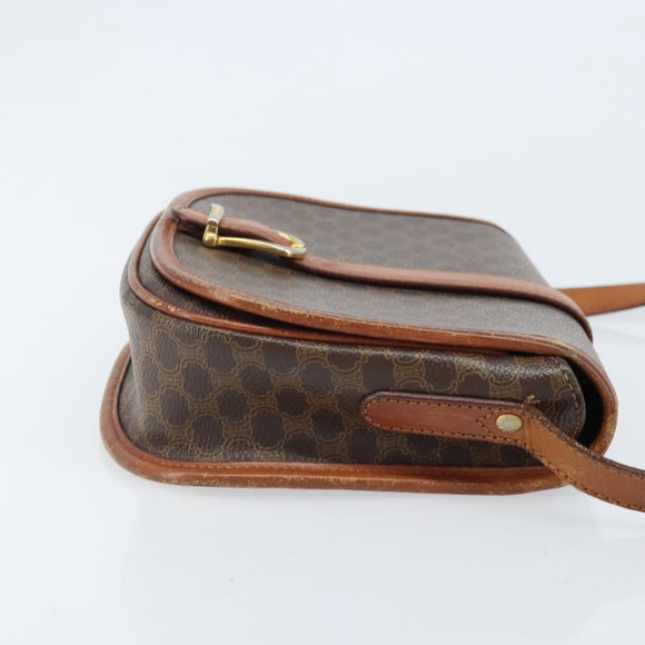CELINE Macadam Canvas Shoulder Bag PVC Brown Gold Auth bs33903