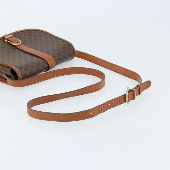 CELINE Macadam Canvas Shoulder Bag PVC Brown Gold Auth bs33903