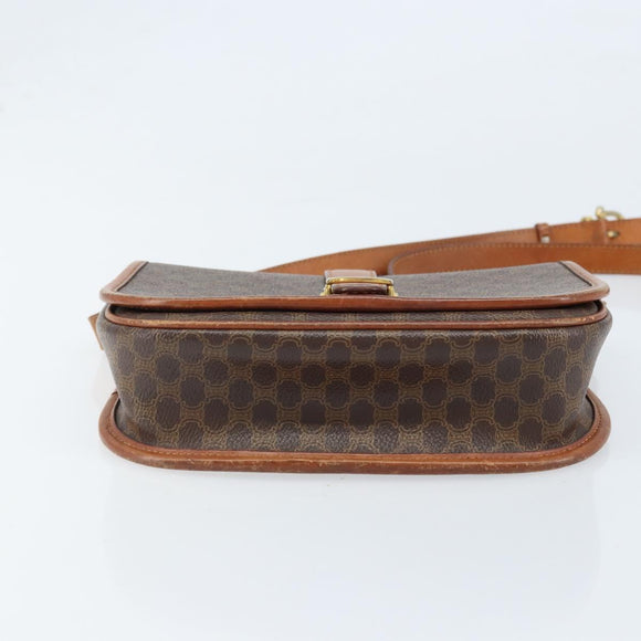 CELINE Macadam Canvas Shoulder Bag PVC Brown Gold Auth bs33903
