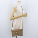 CELINE Macadam Canvas Shoulder Bag Beige Gold Auth bs33904-24