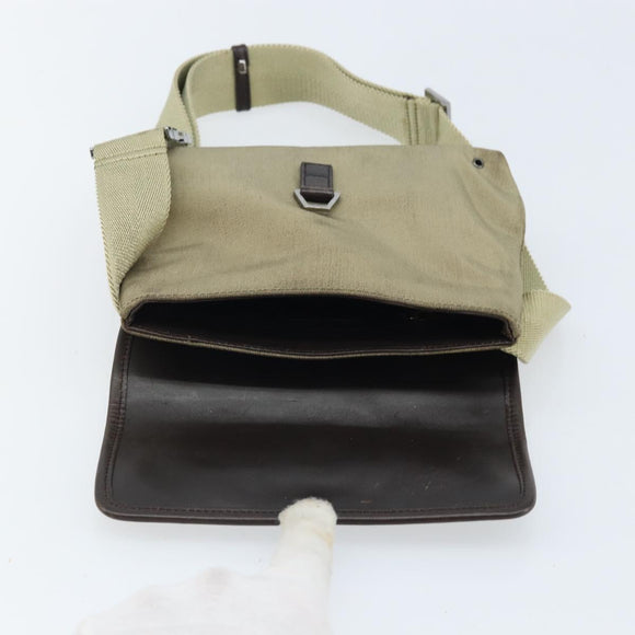 GUCCI Body Bag Canvas Beige Silver 92543 Auth bs33907