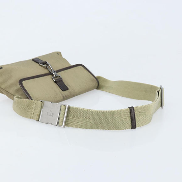 GUCCI Body Bag Canvas Beige Silver 92543 Auth bs33907