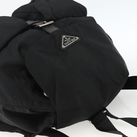 PRADA Backpack Nylon Black Silver Auth bs33909