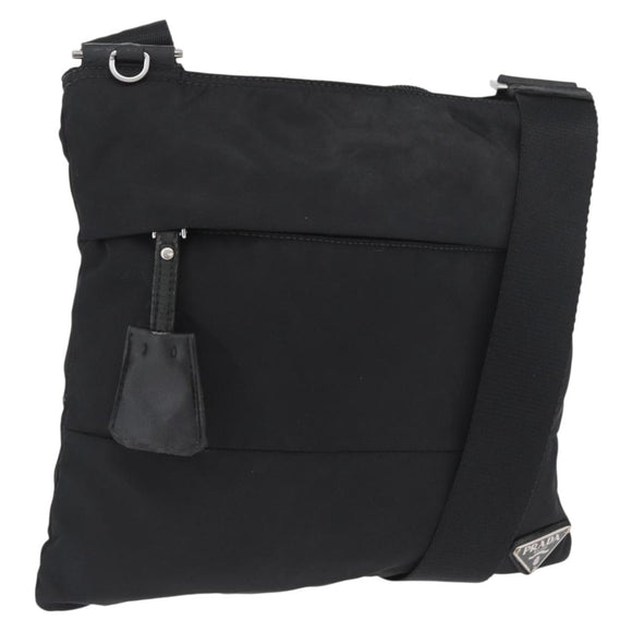 PRADA Shoulder Bag Nylon Black Silver Auth bs33911